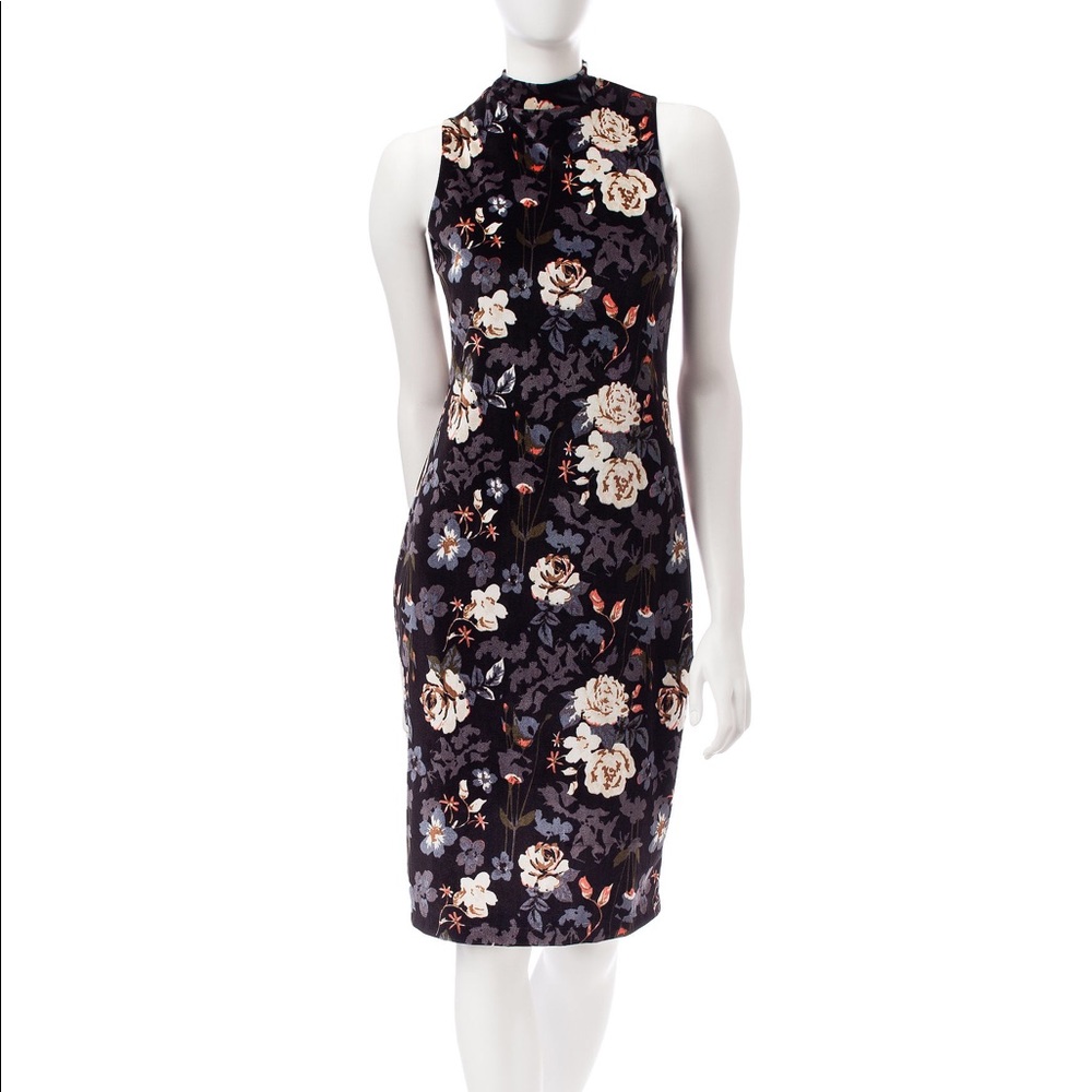 Black Velvet Floral Dress